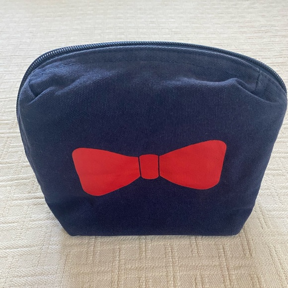 Navy & red bow canvas pouch. - Picture 2 of 7
